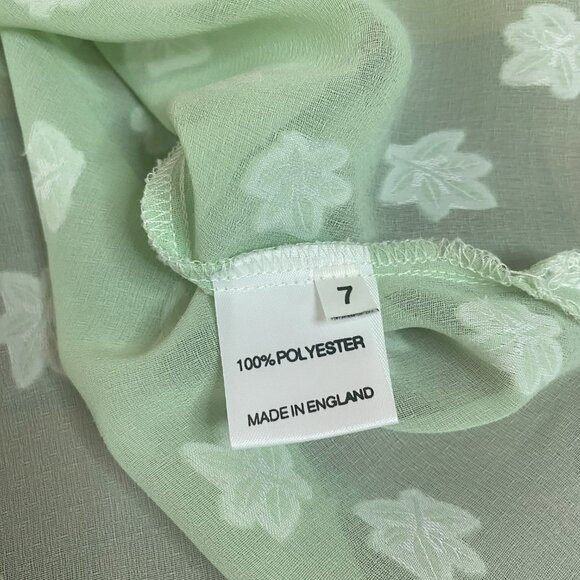 Sheer Green Leaf Blouse size 12 button up - Picture 7 of 8